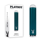 Playboy Pleasure EMERALD USB Rechargeable Glass Tipped Bullet Vibrator Blue Playboy Pleasure