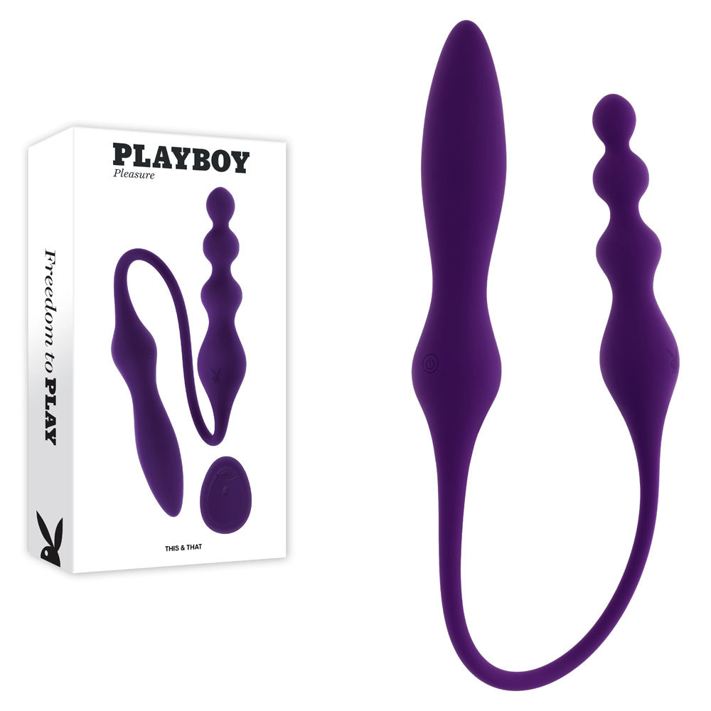 Playboy Pleasure THIS & THAT USB Rechargeable Flexible Dual Ended Vibrator Purple 60cm