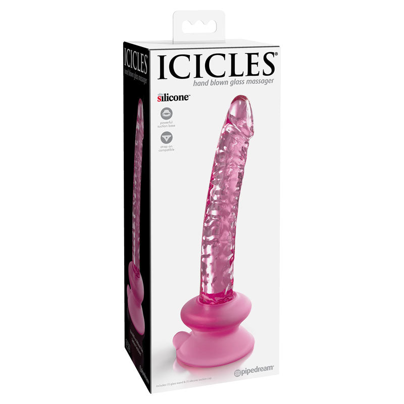 Pipedream Icicles #86 Glass Dong With Suction Base 17cm Pink Pipedream