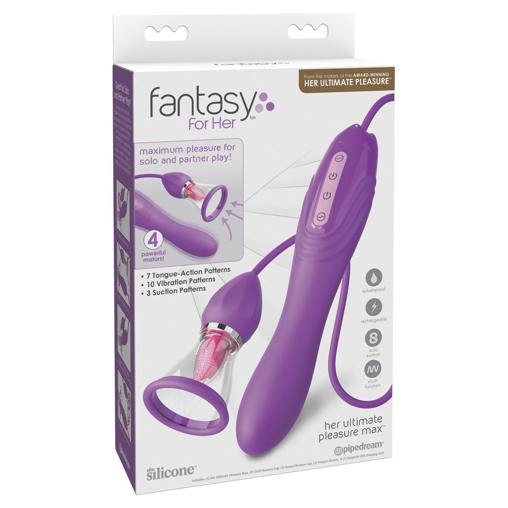 Pipedream Fantasy For Her Her Ultimate Pleasure Max USB Rechargeable Vibrator With Flicking Stimulator Pipedream