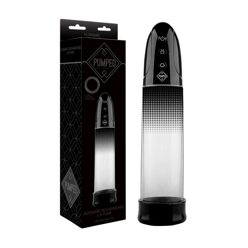 Shots Toys Pumped Automatic USB Rechargeable Powered Penis Luv Pump Black Shots Toys