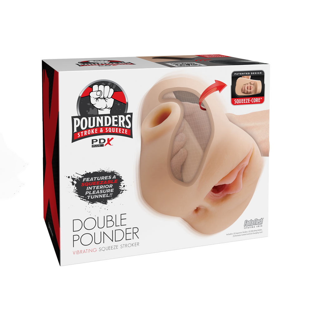 Pipedream PDX Plus Double Pounder USB Rechargeable Vibrating Vagina Stroker Flesh
