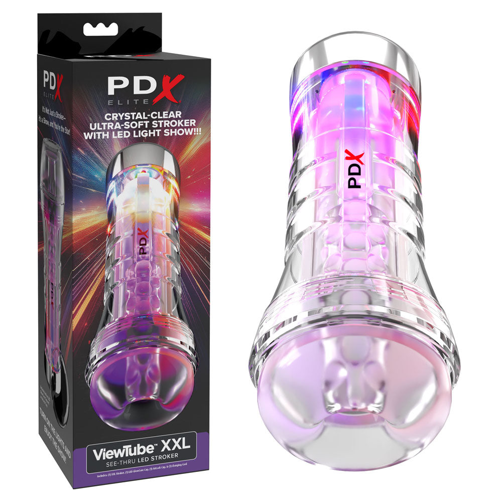 Pipedream PDX Elite ViewTube XXL Stroker With LED Lights Clear