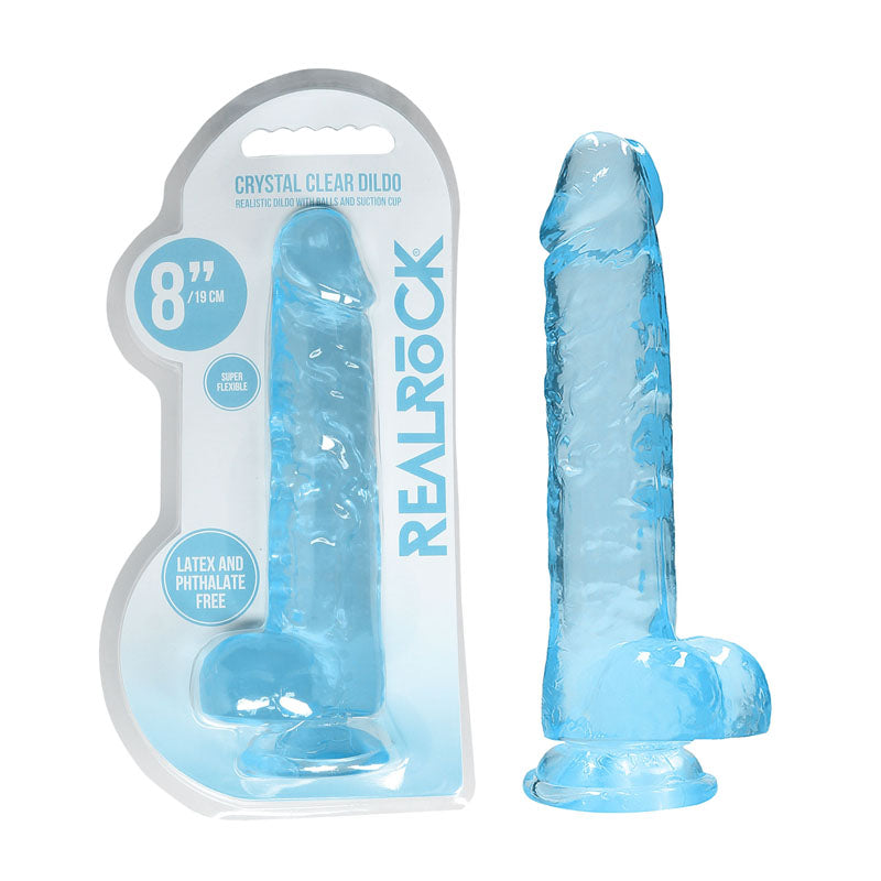 Shots Toys REALROCK Realistic Dildo With Balls 8 Inch Blue Shots Toys
