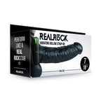 REALROCK Vibrating Hollow Strapon + Balls - 18cm Black - Black 18 cm Vibrating Hollow Strap-On Shots Toys