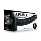 REALROCK Vibrating Hollow Strapon + Balls - 23cm Black - Black 23 cm Vibrating Hollow Strap-On Shots Toys
