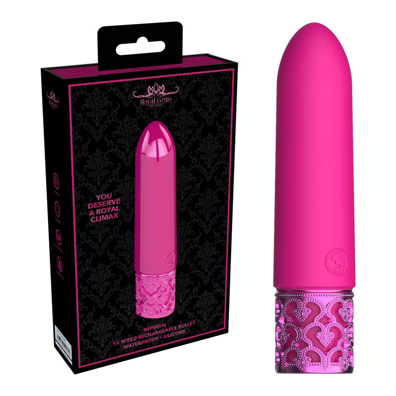 Shots Toys ROYAL GEMS Imperial Silicone Rechargeable Bullet Vibrator Pink Shots Toys