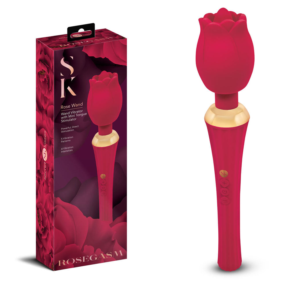Secret Kisses Rosegasm Rose Wand USB Rechargeable Massager Wand Secret Kisses
