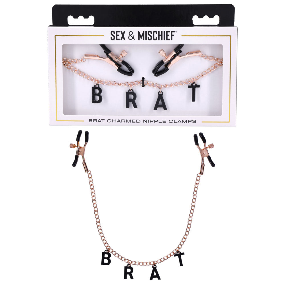 Sportsheets Sex & Mischief Brat Charmed Nipple Clamps With 45cm Chain