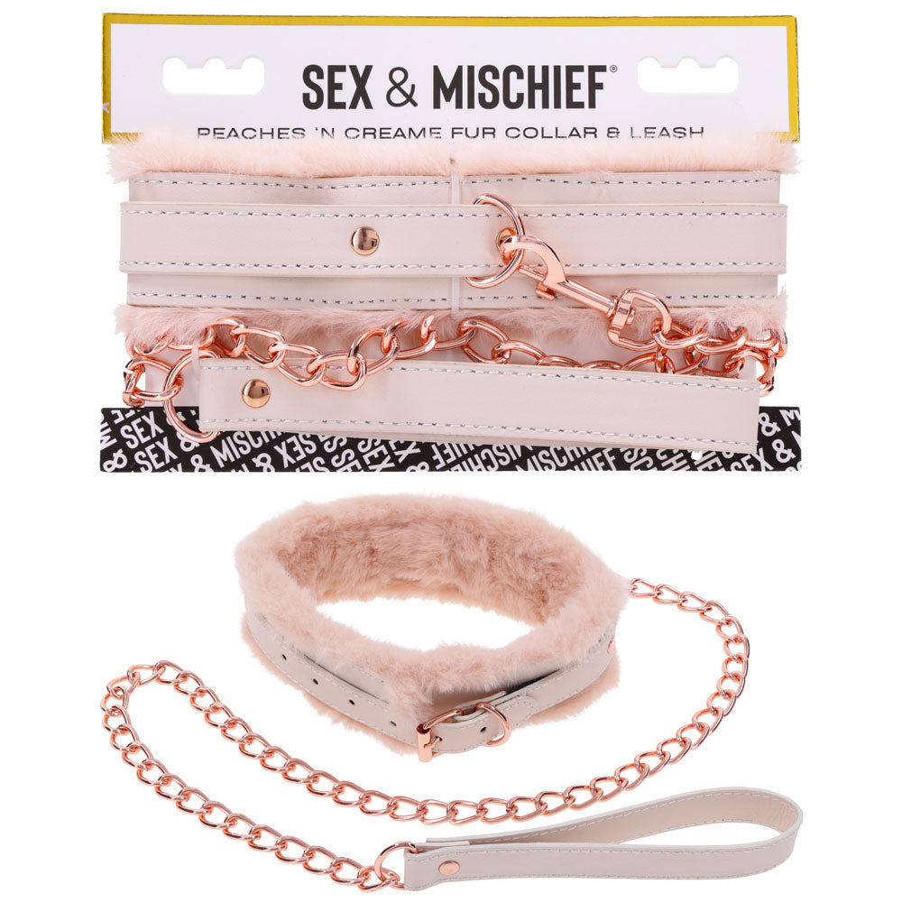 Sportsheets Sex & Mischief Peaches N CreaMe Fur Collar & Leash Restraint