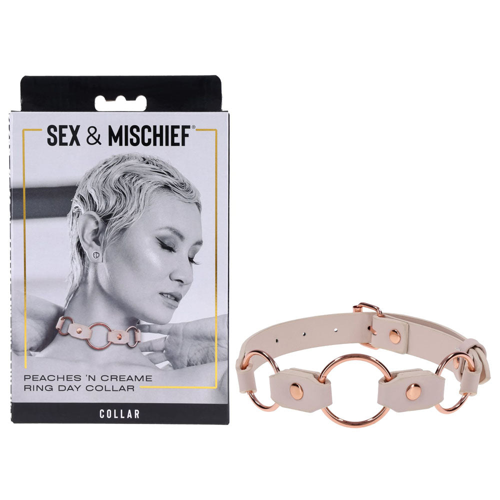 Sex & Mischief Peaches N CreaMe Ring Day Bondage Collar Peach