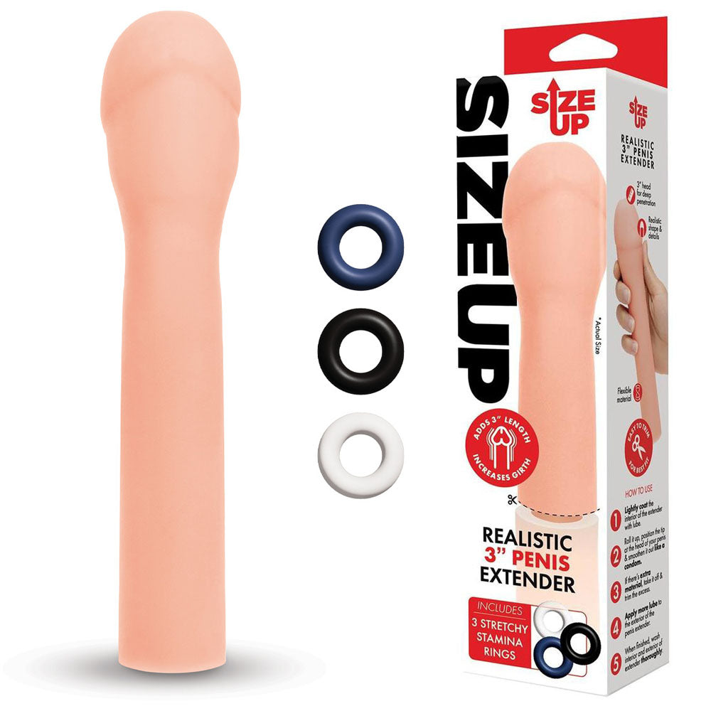 Xgen Products Size Up Realistic Penis Extension Sleeve 3 Inch Xgen Products