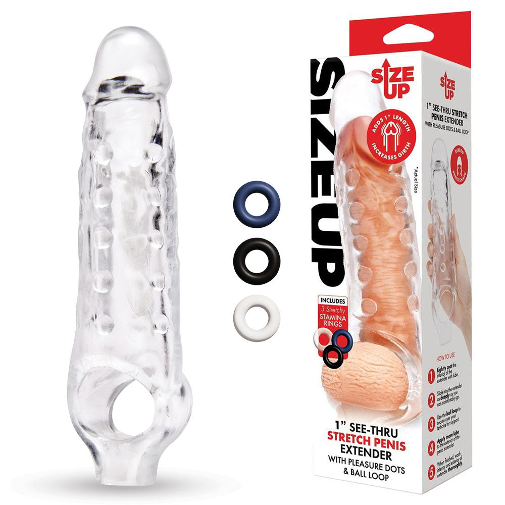 Xgen Products Size Up See Thru Stretch Penis Extension Sleeve 1 Inch Xgen Products