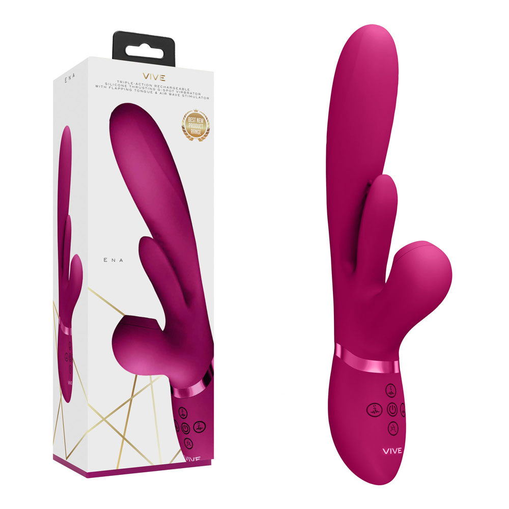 Shots Toys VIVE Ena USB Rechargeable Thrusting Vibrator With Air Wave Stimulator Shots Toys