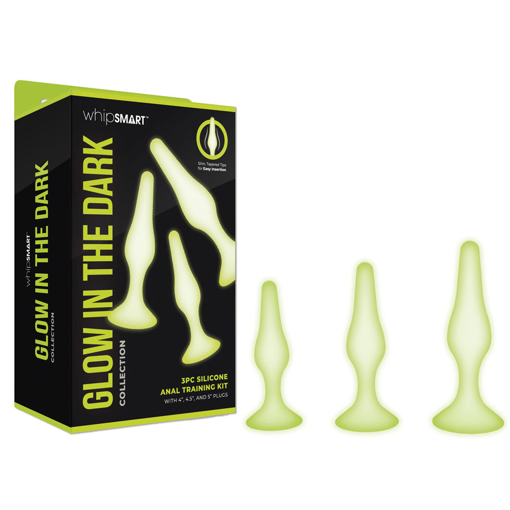 WhipSmart Glow In The Dark Anal Training Kit Dark Butt Plugs Set Of 3 Sizes WhipSmart
