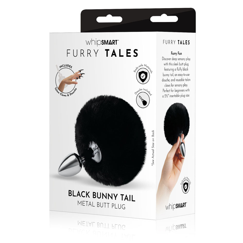 WhipSmart Furry Tales Metal Butt Plug With Black Bunny Tail WhipSmart