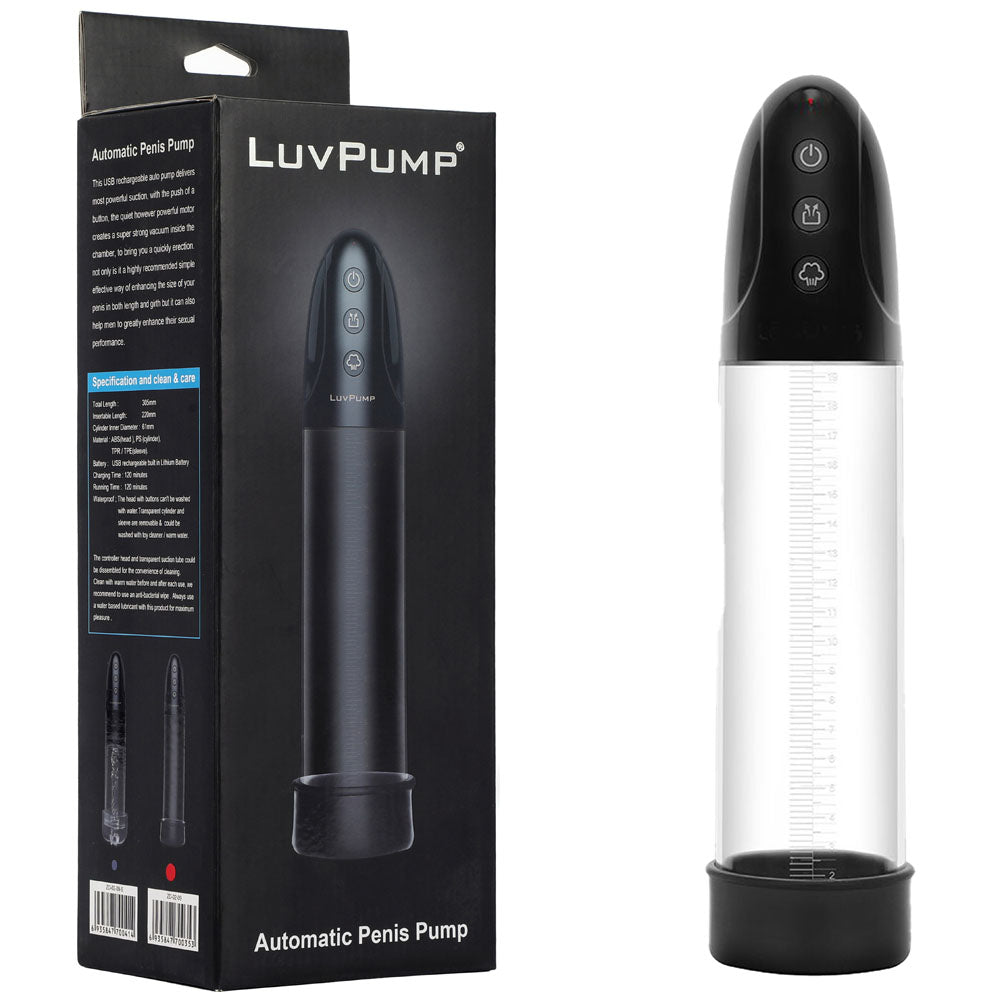 LuvPump Automatic USB Rechargeable Automatic Penis Pump Clear LuvPump
