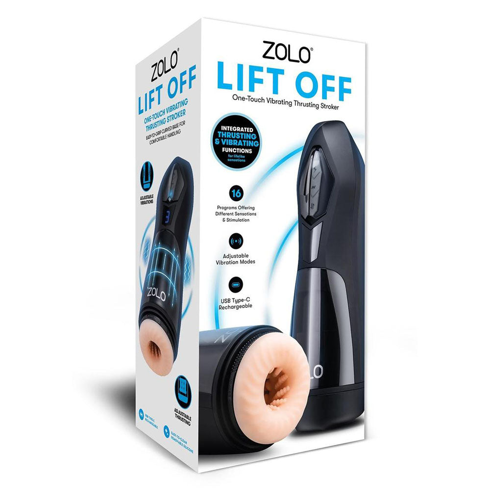 Zolo Lift Off USB Rechargeable Vibrating & Thrusting Auto Stroker Flesh