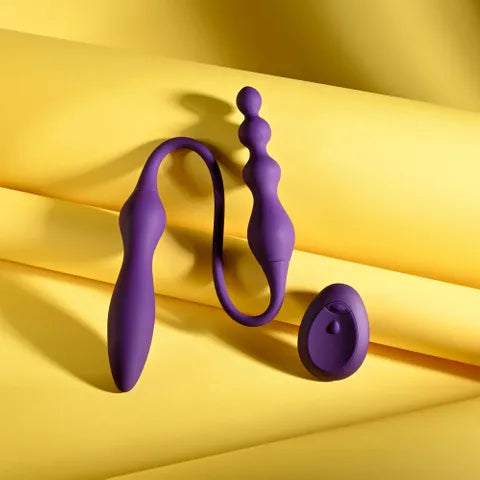 Playboy Pleasure THIS & THAT USB Rechargeable Flexible Dual Ended Vibrator Purple 60cm