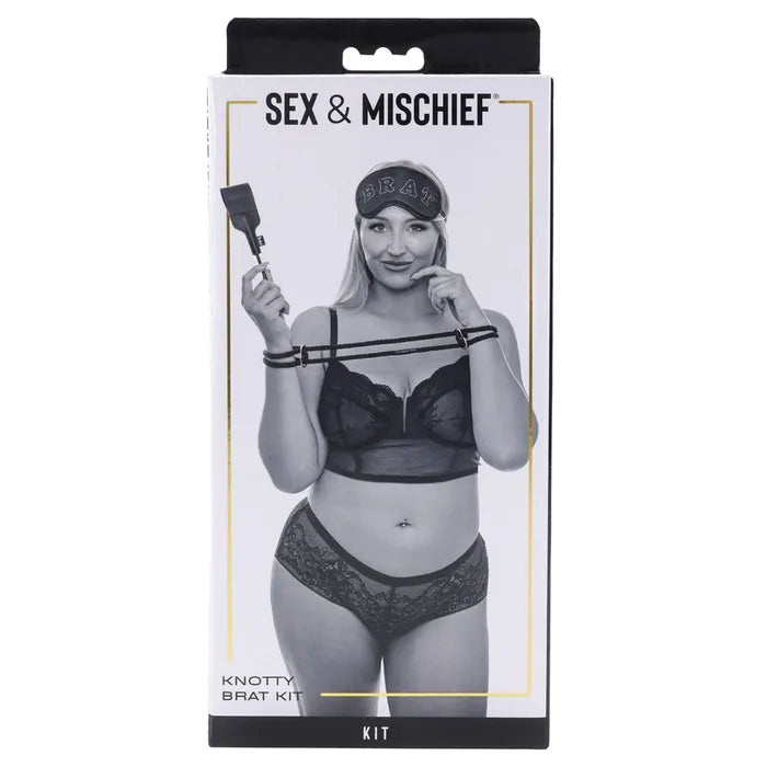 Sex & Mischief Knotty Brat Kit Bondage Kit 3 Piece Set Black Sportsheets