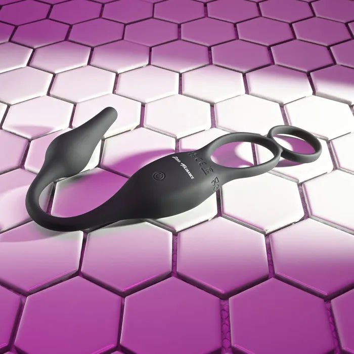 Zero Tolerance PLUG & TUG USB Rechargeable Vibrating Cock Ring With Anal Plug Black Zero Tolerance