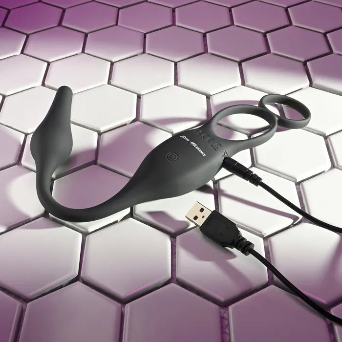 Zero Tolerance PLUG & TUG USB Rechargeable Vibrating Cock Ring With Anal Plug Black Zero Tolerance