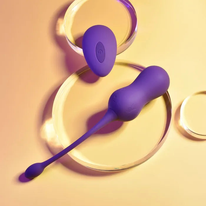 Playboy Pleasure DOUBLE TIME USB Rechargeable Vibrating Kegel Balls Purple Playboy Pleasure