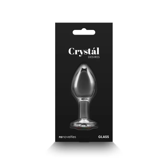 NS Novelties Crystal Desires Glass Butt Plug With Rainbow Gem Base 8.4cm