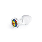 NS Novelties Crystal Desires Glass Butt Plug With Rainbow Gem Base 8.4cm