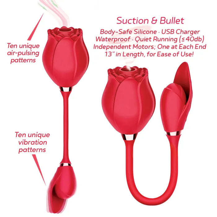 Wild Rose Suction & Bullet USB Rechargeable Air Pulse & Bullet Stimulator Icon Brands