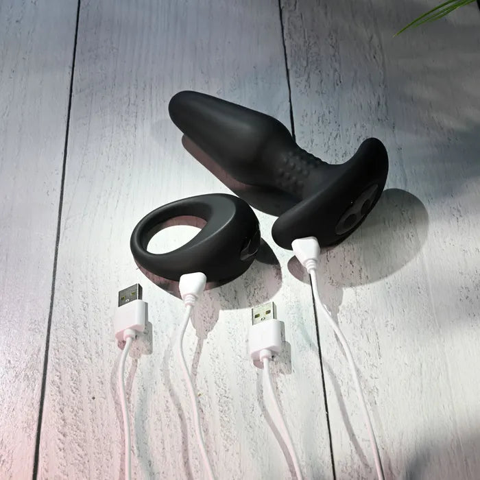 Gender X TEAMWORK USB Rechargeable Rimming Butt Plug & Vibrating Cock Ring Black Gender X
