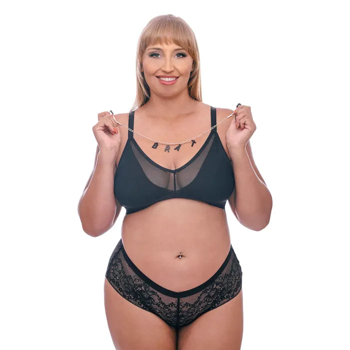 Sportsheets Sex & Mischief Brat Charmed Nipple Clamps With 45cm Chain