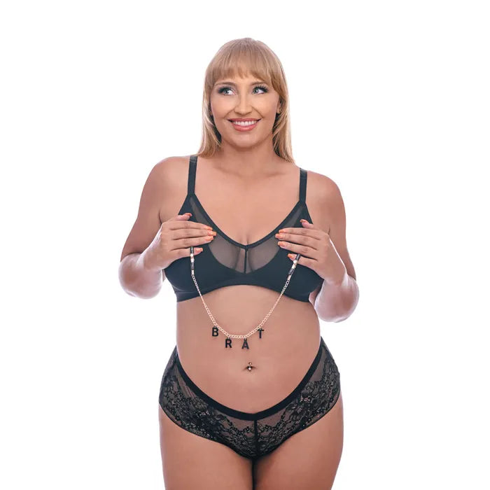 Sportsheets Sex & Mischief Brat Charmed Nipple Clamps With 45cm Chain