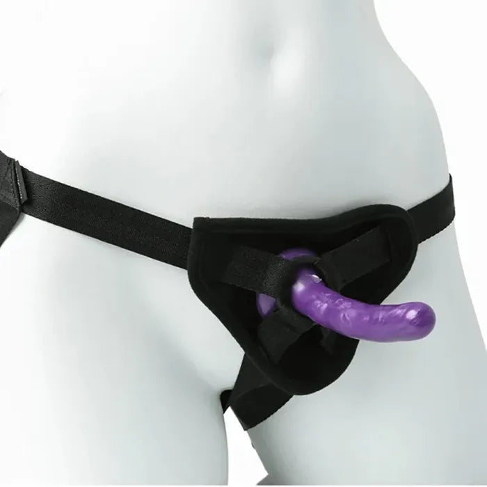 Sex & Mischief Strap-On & Silicone Dildo Kit - Black/Purple Adjustable Strap-On Sportsheets