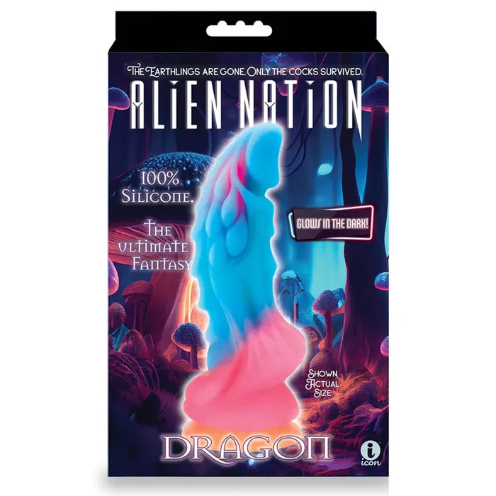 Icon Brands Alien Nation Glow Dragon Glow in Dark Fantasy Dong 22.9cm Rainbow Icon Brands