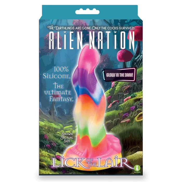 Icon Brands Alien Nation Lick Of The Lair Glow In Dark Fantasy Dong 17.8cm Rainbow Icon Brands