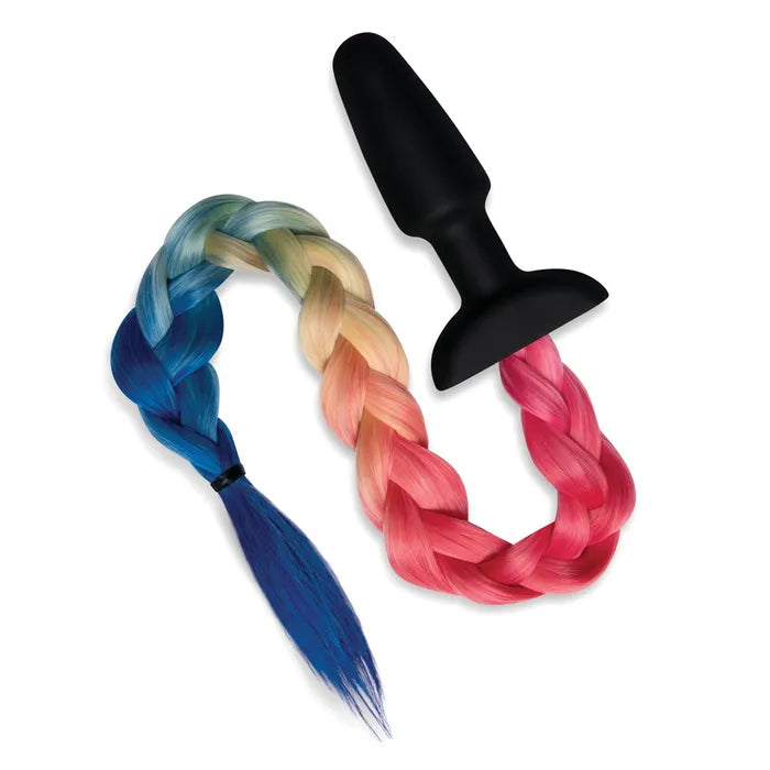 WhipSmart Furry Tales Silicone Butt Plug With Rainbow Tail WhipSmart