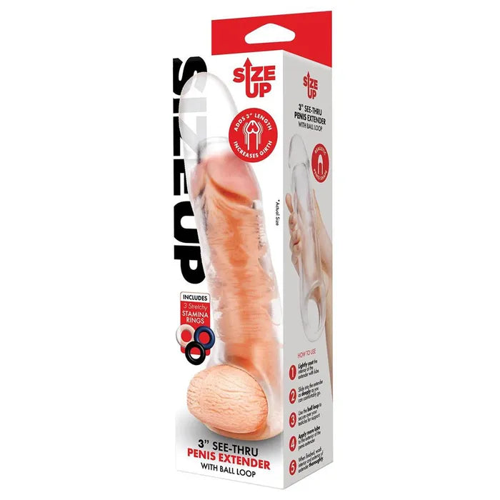 Xgen Products Size Up See Thru Penis Extender With Ball Loop 3 Inch Xgen Products