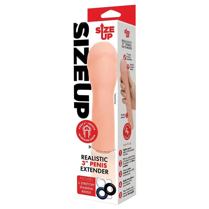 Xgen Products Size Up Realistic Penis Extension Sleeve 3 Inch Xgen Products