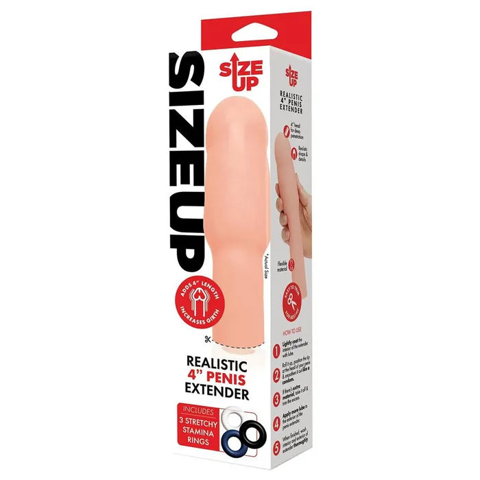 Xgen Products Size Up Realistic Penis Extension Sleeve 4 Inch Xgen Products