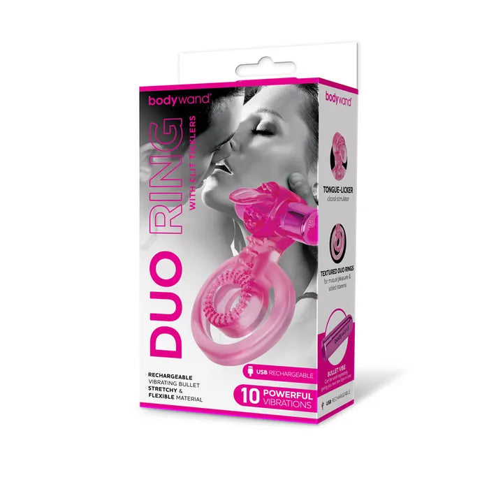 Bodywand Rechargeable Duo Ring With Clit Tickler USB Rechargeable Vibrating Cock Ring Bodywand