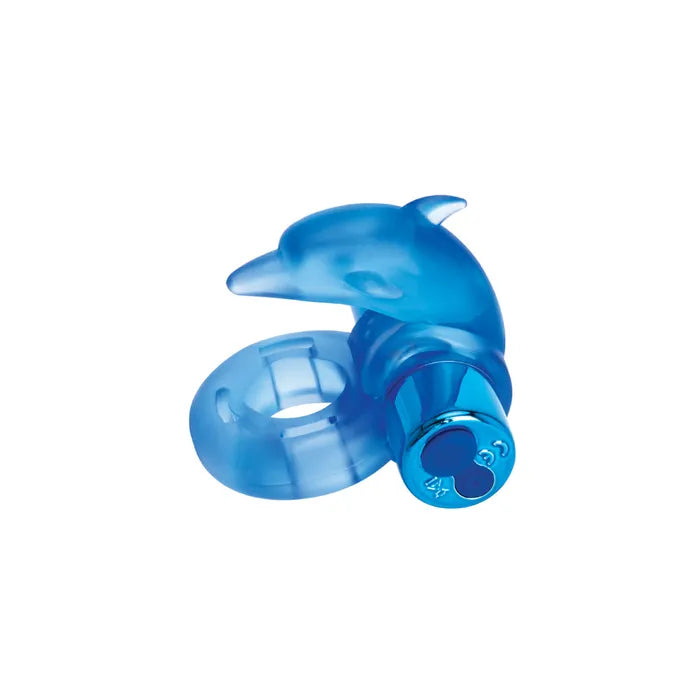 Bodywand Rechargeable Dancing Dolphin USB Rechargeable Vibrating Cock Ring Blue Bodywand