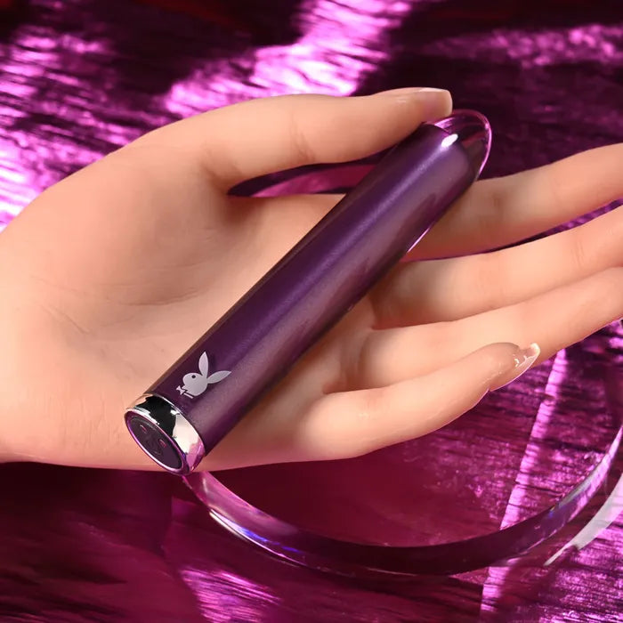 Playboy Pleasure AMETHYST USB Rechargeable Glass Tipped Mini Vibrator Purple Playboy Pleasure
