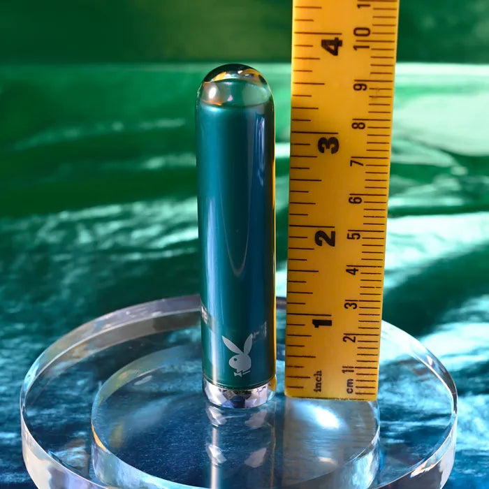 Playboy Pleasure EMERALD USB Rechargeable Glass Tipped Bullet Vibrator Blue Playboy Pleasure