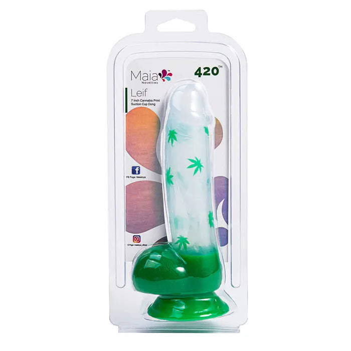 Maia LEIF Leaf Print Dong 17.8cm Clear / Green Maia Toys