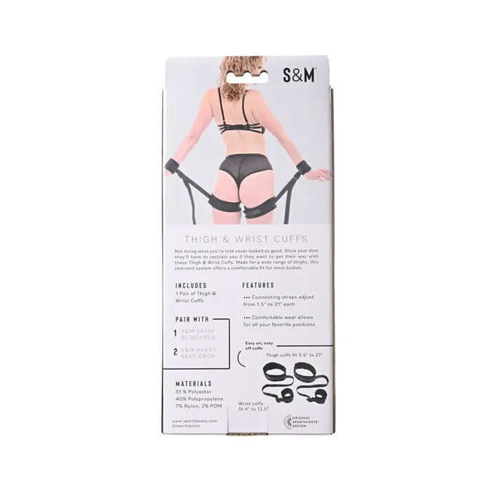 Sex & Mischief Thigh & Wrist Cuffs Restraints Black Sportsheets