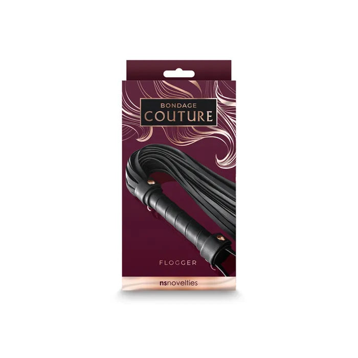 Bondage Couture Flogger - Black - Black Flogger Whip NS Novelties