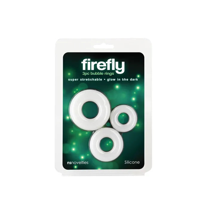NS Novelties Firefly Bubble Rings Glow in Dark Cock Rings Set of 3 Sizes White NS Novelties