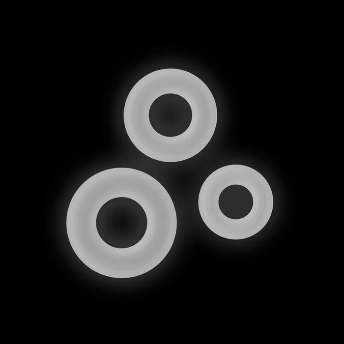 NS Novelties Firefly Bubble Rings Glow in Dark Cock Rings Set of 3 Sizes White NS Novelties