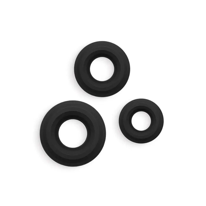NS Novelties Renegade Fireman Cock Rings Set of 3 Sizes Black NS Novelties